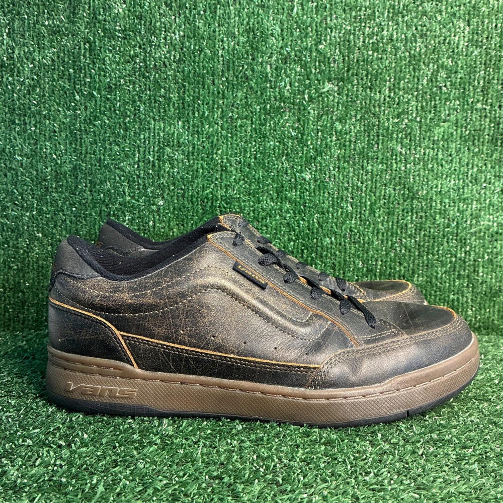 Vans Snooka Distressed Leather Skateboard Low Top Sneakers Brown Black Mens 11.0